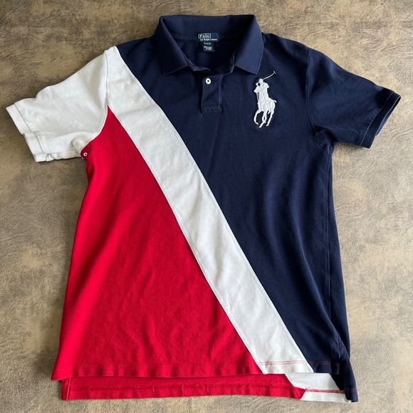 Polo Ralph Lauren Other - Polo Ralph Lauren Polo Shirt Boys XL 18-20 Navy Red White Big Pony Colorblock